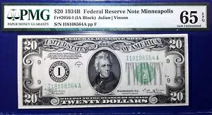 1934B $20 AMs Fr-2056-I ~lA|X PMG65 WF EPQ