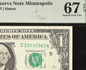 1974 N $1  333333 3 قڌő̃VAԍ 7 ̎ 1 h PMG 67 EPQ