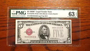 1928 F PMG CU63 EPQ 5 �h���č����������� 5.00 �h������!