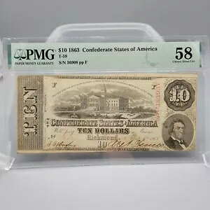 1863 $10 T-59 R PMG AU58 n}[JbgLZ܂