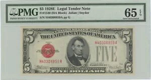 1928E $5 �@��ʉ� FR#1530 PMG 65 �W�F�� EPQ HA �u���b�N
