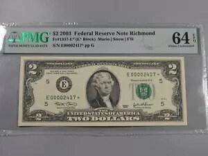CU �N���� 4 ���̒�V���A���ԍ� ?STAR? $2 FRN 2003 Note PMG CU64 EPQ ���b�`�����h�B #24