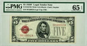 FR.1531wi $5 �@��ʉ� 1928F ���C�h I PMG 65epq 947334-44