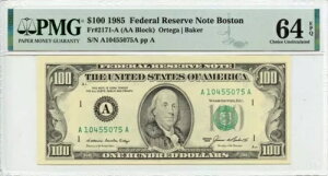 1985 N $100 AMs BostonFr# 2171-A PMG CH64 EPQ