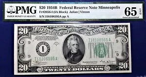 1934B $20 AMs Fr-2056-I ~lA|X PMG65 WF EPQ