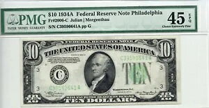 1934A $10 連邦準備金紙幣 - フィラデルフィア PA C39590641A - PMG CHOICE XF-45