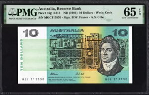 I[XgA 10 h P45g R313 1991 tCU[ R[ PMG65  UNC EPQ  