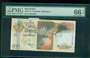 PMG 2005 セイシェル ピック #41 500 ルピー Gem-66 Epq NT0083