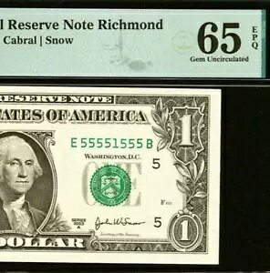 2003A $1 AMs PMG 65EPQ ΂ɋ߂ő̃VAԍ 55551555