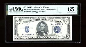 DBR 1934-D $5 Vo[ WF Fr. 1654Wi Ch I RA ubN PMG 65 EPQ VA R02417360A