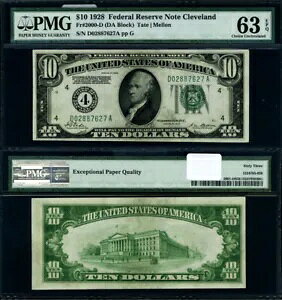 FRB 2000 D $10 1928 AMsN[uh D-A ubNI PMG CU63 EPQ