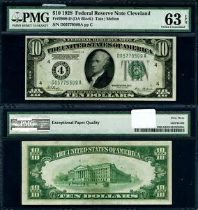 FRB 2000 D $10 1928 AMsN[uh D-A ubNI PMG CU63 EPQ