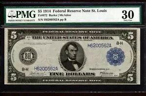 Fr.872 1914 $5 �Z���g���C�X�u�o�[�N �}�J�h�D�[�v FRN PMG 30 VF+�X�[�p�[ ���A �R���N�e�B�u��