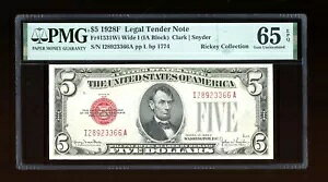 DBR 1928-F $5 ���[�K�����C�h I Fr. 1531Wi IA �u���b�N �W�F�� PMG 65 EPQ �V���A�� I28923366A