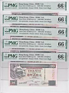 5 X 01.01.2001 ` HSBC $20  P-201d S UNC PMG 66 EPQ