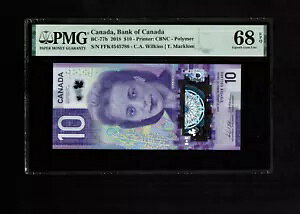 �J�i�_ 2018 $10 �E�B���L���X/�}�b�N���� �`�F���W�I�[�o�[ FFK Holy #786 PMG68 EPQ Superb Gem UN