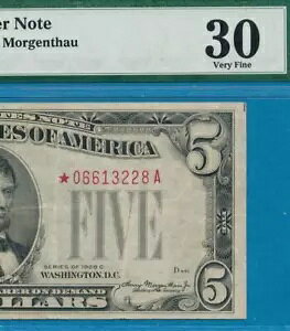 $5.00 1928-C FR.1528 �X�^�[ ���b�h �V�[�� �č����� PMG VF 30