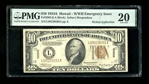 DBR 1934-A $10 FRN �n���C LA �u���b�N Fr. 2303 PMG VF-20 �V���A�� L68129593A