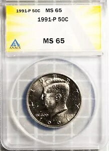 1991-P 50c Nbh W F PlfB n[t MS 65 ANACS # 7351658 + {[iX