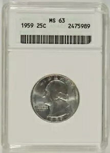 1959 ���V���g�� �V���o�[ �N�H�[�^�[ 25c ANACS MS63 2475989
