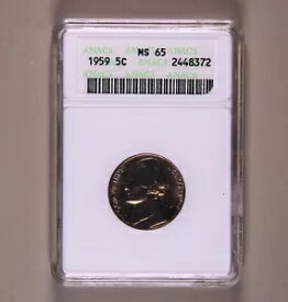 1959 ジェファーソン ニッケル ANACS MS65 ***希少なオリジナル ソープボックス ホルダー***