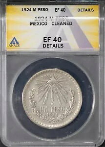 1924-M Un Peso 72% �V���o�[ ���L�V�R �y�\ EF 40 �ڍ� ANACS # 7666086 + �{�[�i�X