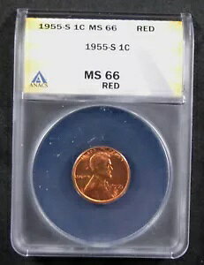1955-S 1c ANACS MS66 bhBLȐԂ\ʁBj[XB (824241)