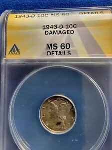 1943 d �}�[�L�����[ �_�C�� ANACS MS60 10C�B��������A�����ʁB