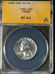 1961 P �V���o�[ ���V���g�� �N�H�[�^�[ 25C ANACS PF 64
