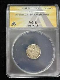 1922 オーストラリア 3 ペンス シルバー Anacs Vg8 詳細
