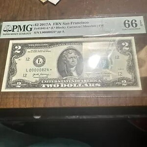 PMG $2 2017A FRN サンフランシスコ S/N L 00000824 * スターノート ペア EPQ 66 ジェム