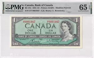 1954 �J�i�_��s $1 PMG �F�� 65 EPQ ��� ������ Bouey/Rasminsky