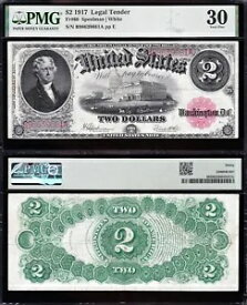 素晴らしいクリスプチョイス VF++ 1917 $2 "ブレスレット" 米国法定通貨メモ! PMG30！ 39661