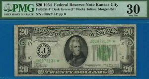 1934 $20 FRN �J���U�X�V�e�B �X�^�[ PMG 30 �^�t���v 8 ���m DGS �X�^�[ Fr 2054-J*