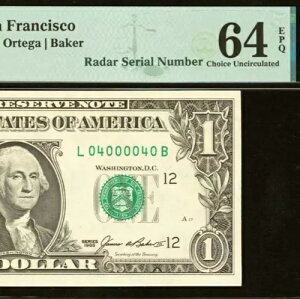 1985 $1 �T���t�����V�X�R FRN PMG 64EPQ �A���[�W���O ���[�_�[ �V���A���ԍ� 04000040