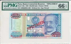 Banco Central de Reserva y[ 500000 Intis 1988 W{ PMG 66EPQ