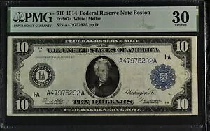 $10 1914 FRN Fr. 907a {Xg u[ V[ zCg  I[h `[v }l[ PMG VF 30