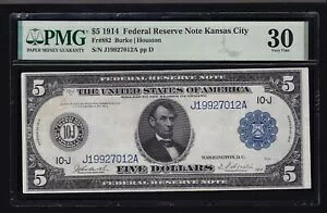 US 1914 $5 FRN �J���U�X�V�e�B FR 882 PMG 30 Ch VF (012)