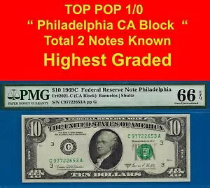 1969C $10 �t�F�f���� ���U�[�u �m�[�g PMG 66EPQ0 �g�b�v �|�b�v 1/0 �\�[�� �ō��� CA �u���b�N