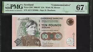 �X�R�b�g�����h 10 �|���h 2007 PMG 67 EPQ UNC P#226f �L�O Clydesdale Bank PLC
