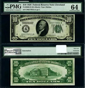 FRB 2000 D $10 1928 AMsN[uh D-A ubNI PMG CU64