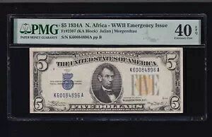US 1934A $5 �k�A�t���J�b�� (KA �u���b�N) FR 2307 PMG 40 EPQ (896)