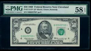 AC 1969 $50 FRN �N���[�u�����h �X�^�[�m�[�g PMG 58 EPQ Fr 2114-D*