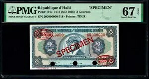 �n�C�`���a�� Pick#197s 1919 ND 1968 2 Gourdes 67 EPQ