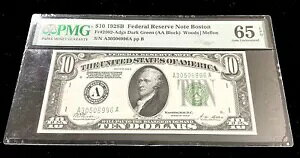 PMG 1928-B $10 �u���b�N AA �{�X�g�� �W�F�� UNC 65 EPQ 13 �Ԗڂɍ��� PMG �O���[�h