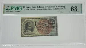  4  1869 N 7  14 `1875 N 2  16   15c  PMG 63 Ch Unc Fr# 1271