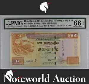 `  HSBC 1000 h 2002 P 206b UNC PMG 66 EPQ