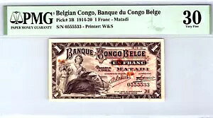 �x���M�[ �R���S 1 �t���� 1914-20 �s�b�N�ԍ� 3B �����B PMG �O���[�h 30 VF ����