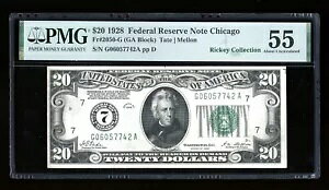 DBR 1928 $20 FRN VJS Fr. 2050-G PMG 55 VA G06057742A