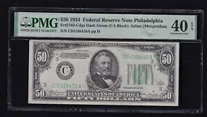 US 1934 $50 FRN �t�B���f���t�B�A DGS FR 2102-C PMG 40 EPQ XF (410)